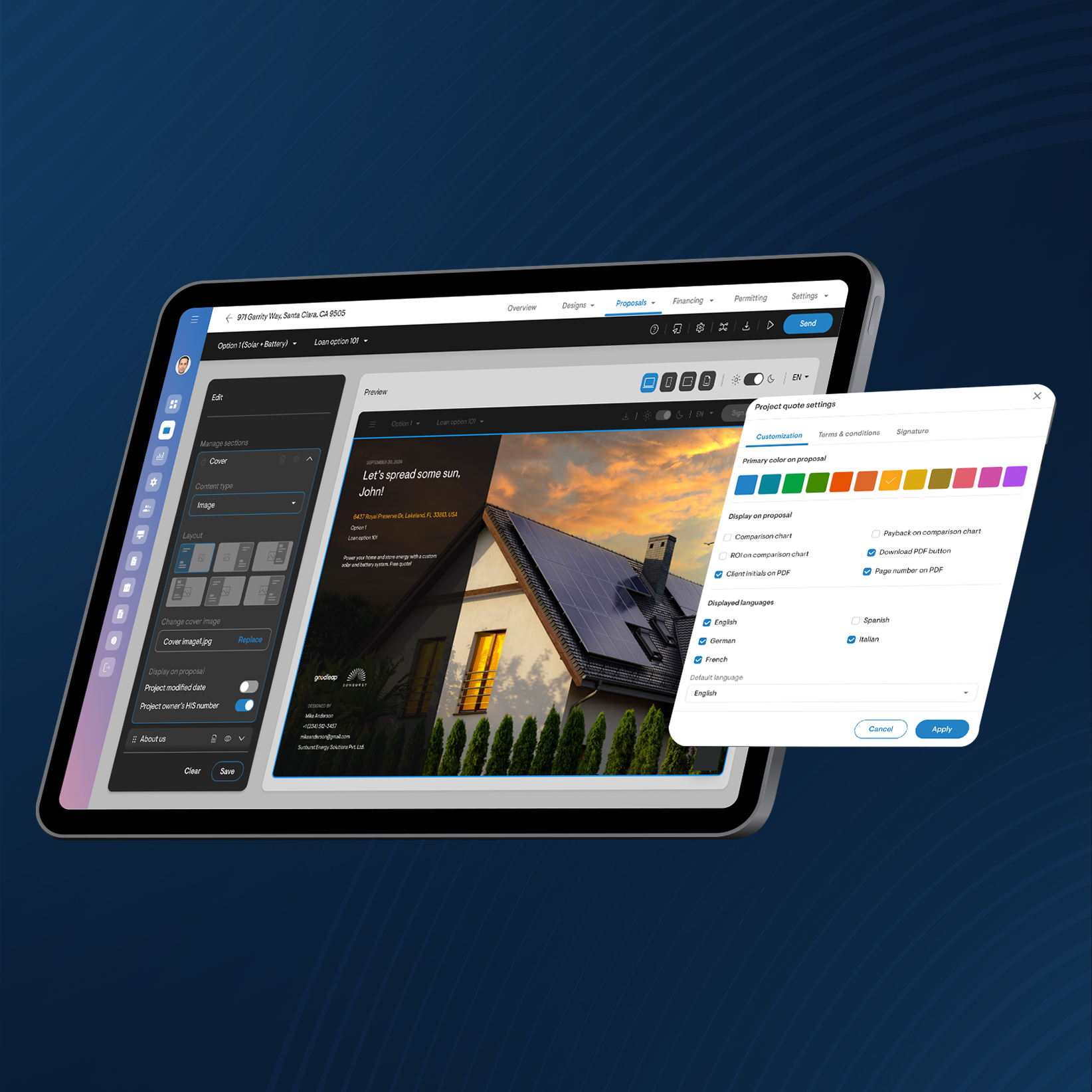 Power up solar sales with customizable, interactive, and finance ready proposals